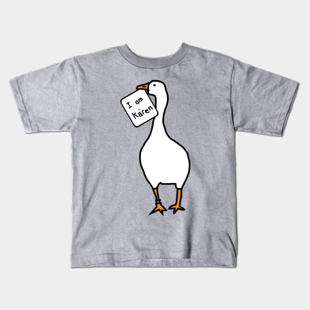 Goose Gamer with Stolen Karen Meme Sign Kids T-Shirt by ellenhenryart